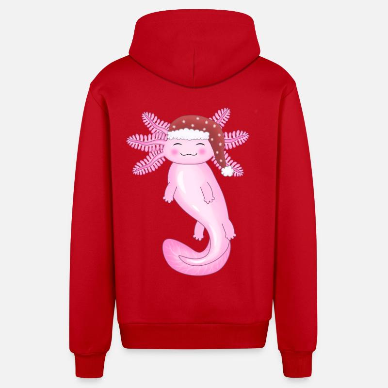 Mignon axolotl de Noël - Veste à capuche bio décontractée fabriquée en UE - rouge
