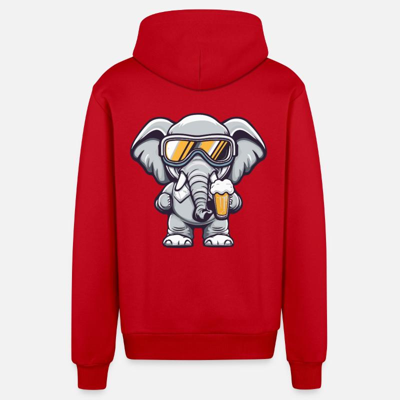Elefant Apres Ski Bier Comic - Organic Relaxed Kapuzenjacke Made in EU - Rot