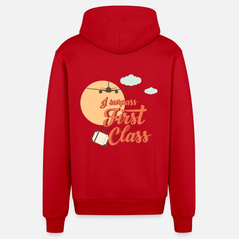 Je surpasse First Class - Veste à capuche bio décontractée fabriquée en UE - rouge