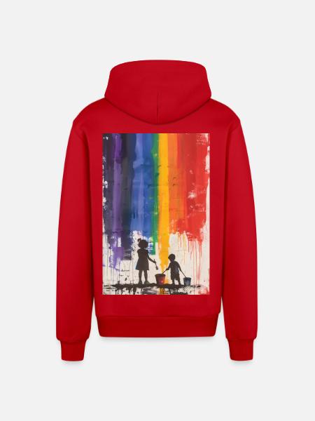 Colourful - Organic Relaxed Hooded Jacket Made in EU - red