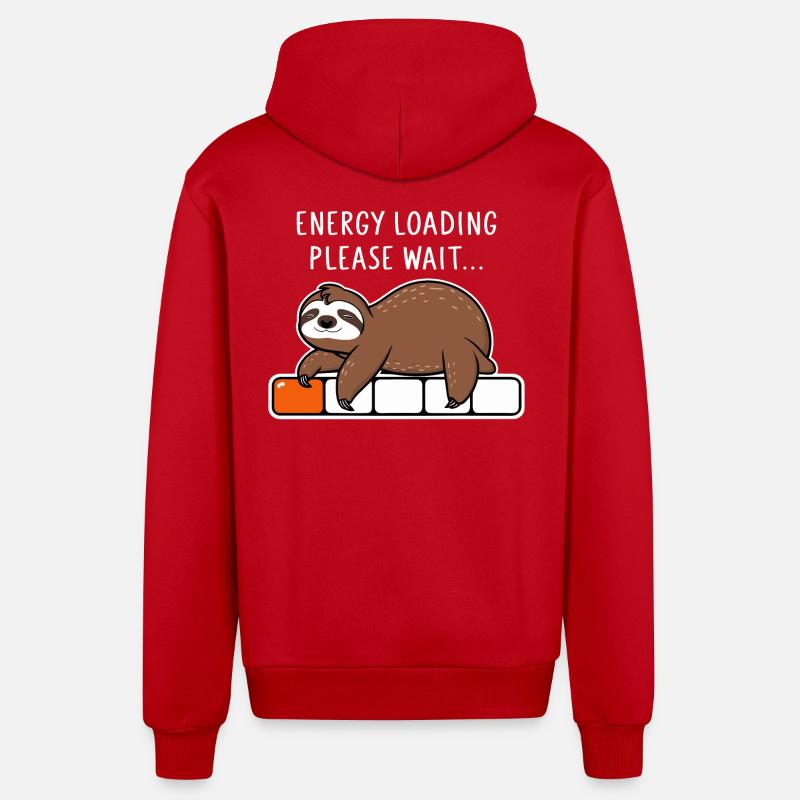 Faultier Energy Loading Please Wait - Organic Relaxed Kapuzenjacke Made in EU - Rot