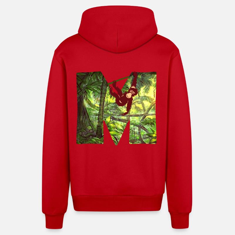 jungle avec affe m - Veste à capuche bio décontractée fabriquée en UE - rouge