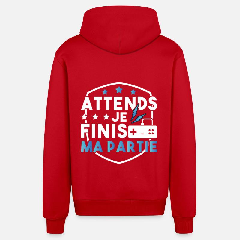 Attends Je Finis Ma Partie - Veste à capuche bio décontractée fabriquée en UE - rouge