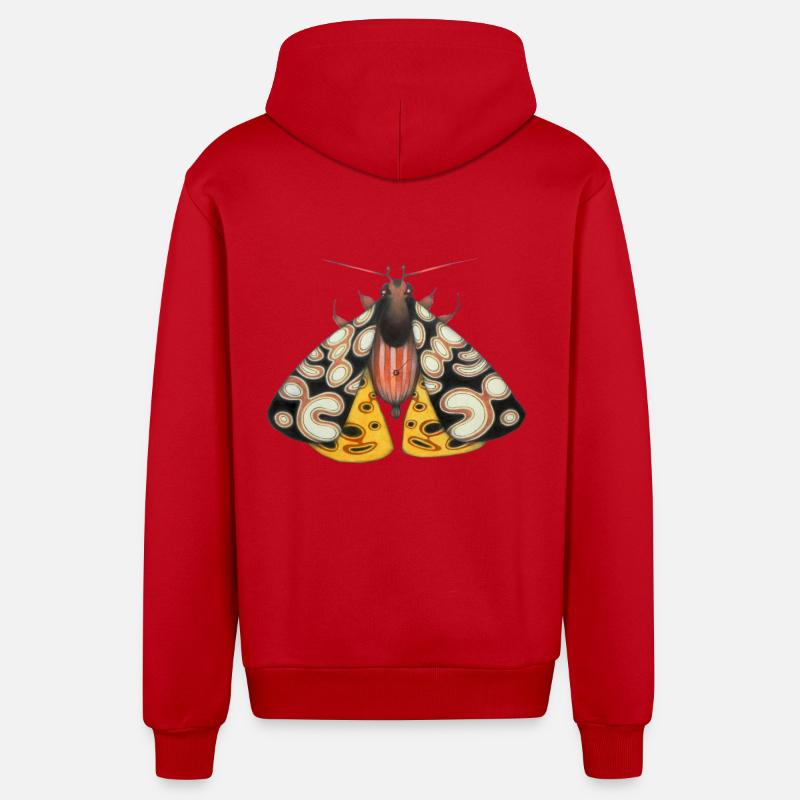 Moth noir et jaune - Veste à capuche bio décontractée fabriquée en UE - rouge