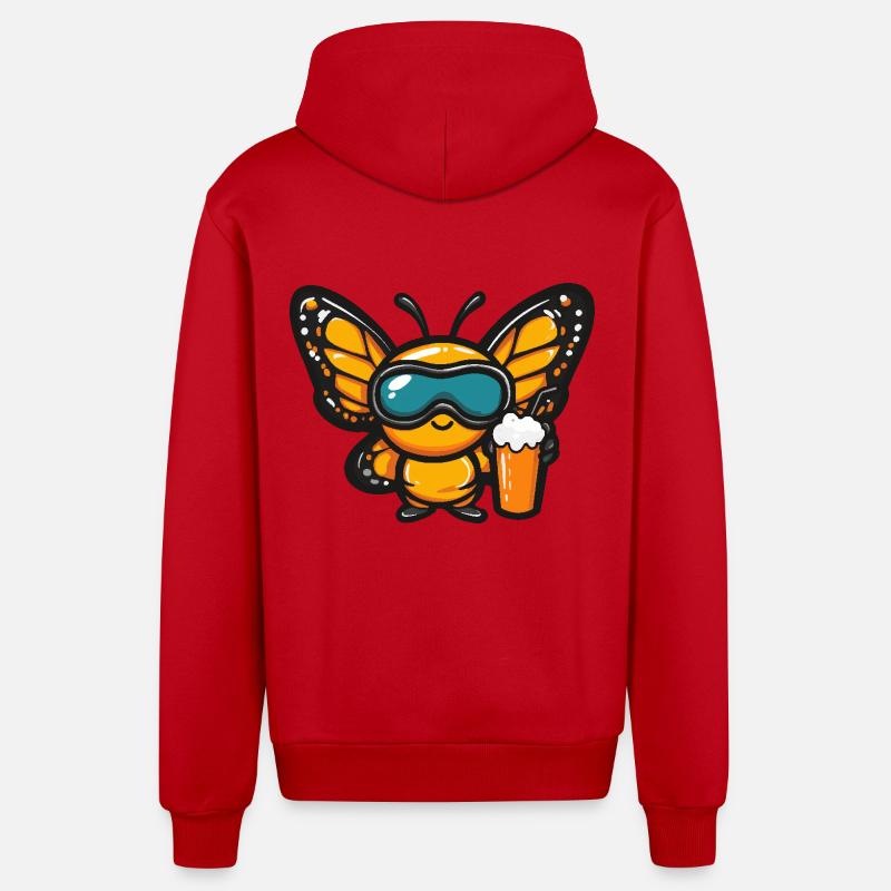 Bière d’après-ski Butterfly - Veste à capuche bio décontractée fabriquée en UE - rouge