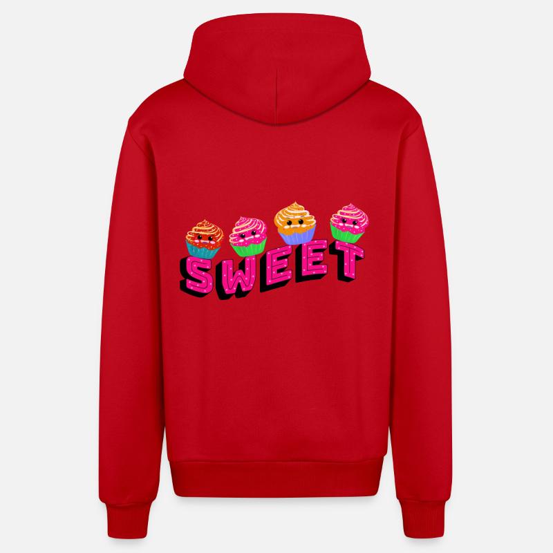 Cupcakes mignons - Veste à capuche bio décontractée fabriquée en UE - rouge