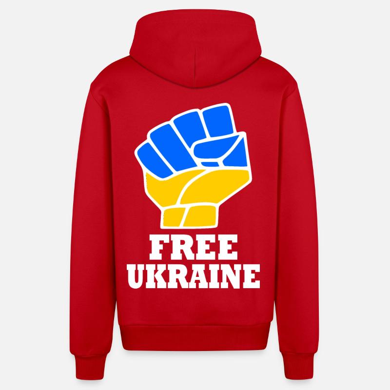 Free ukraine - Veste à capuche bio décontractée fabriquée en UE - rouge