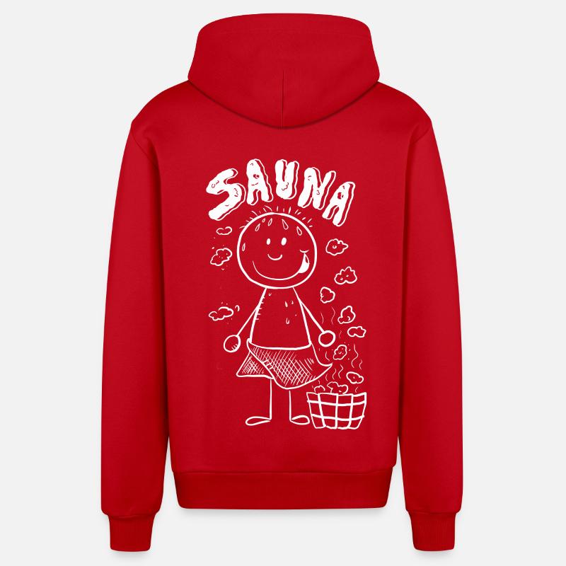 Dampf Sauna Strichmännchen - Organic Relaxed Kapuzenjacke Made in EU - Rot