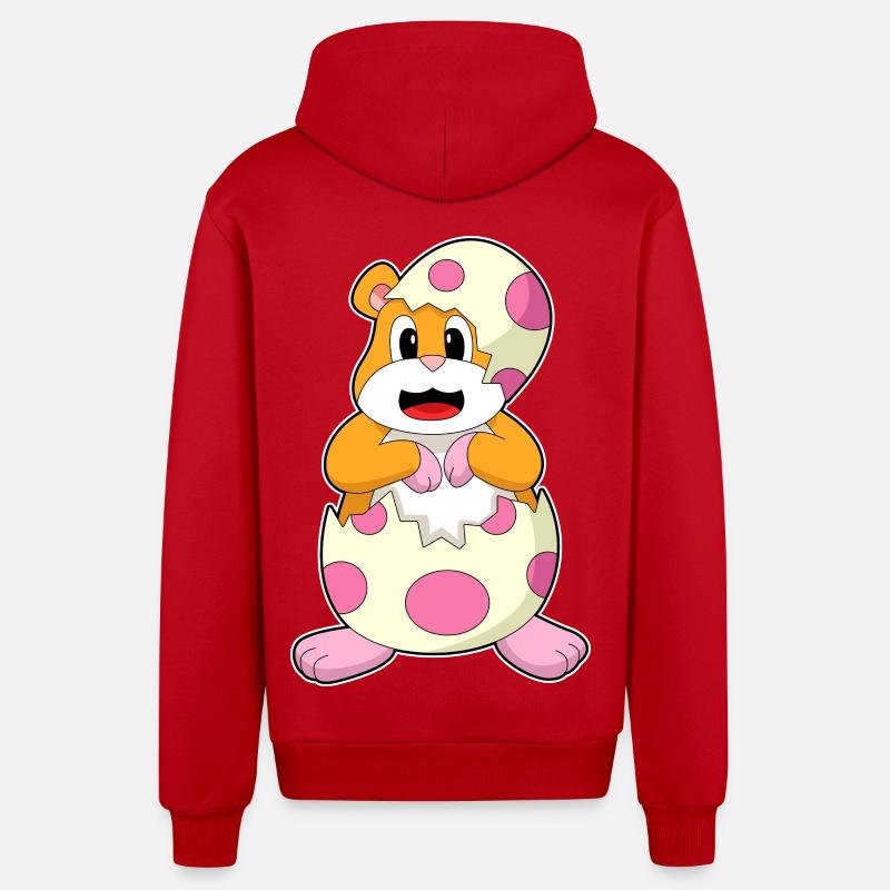 Hamster Eggshell - Organic Relaxed Hooded Jacket Made in EU - red