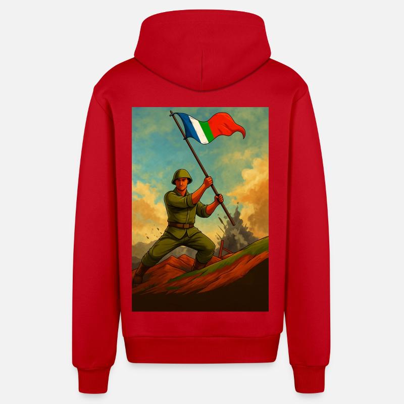 FIRST GENERATION MOLUCCANS - Organic Relaxed Hooded Jacket Made in EU - red