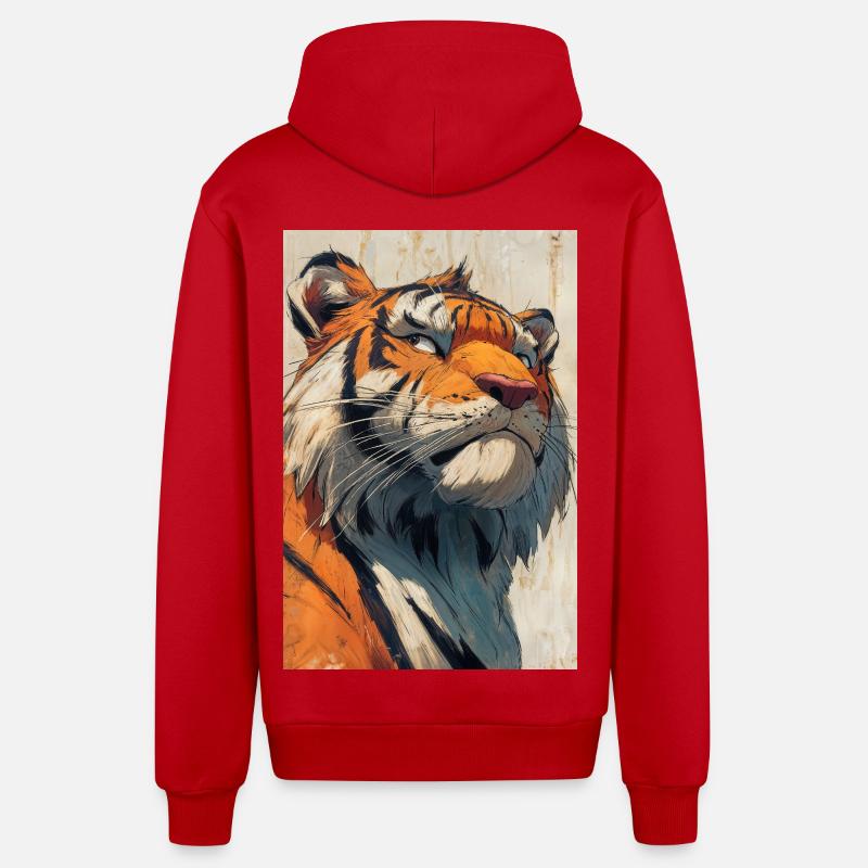 Illustration eines Tigers - Organic Relaxed Kapuzenjacke Made in EU - Rot