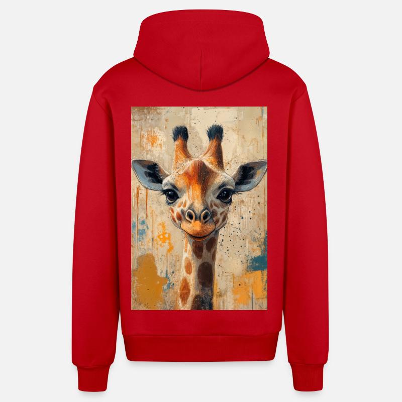 Illustration einer Giraffe - Organic Relaxed Kapuzenjacke Made in EU - Rot