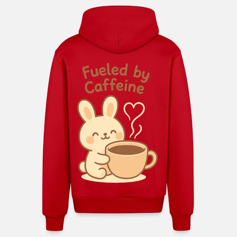 Angetrieben von Caffeine Bunny - Organic Relaxed Kapuzenjacke Made in EU - Rot