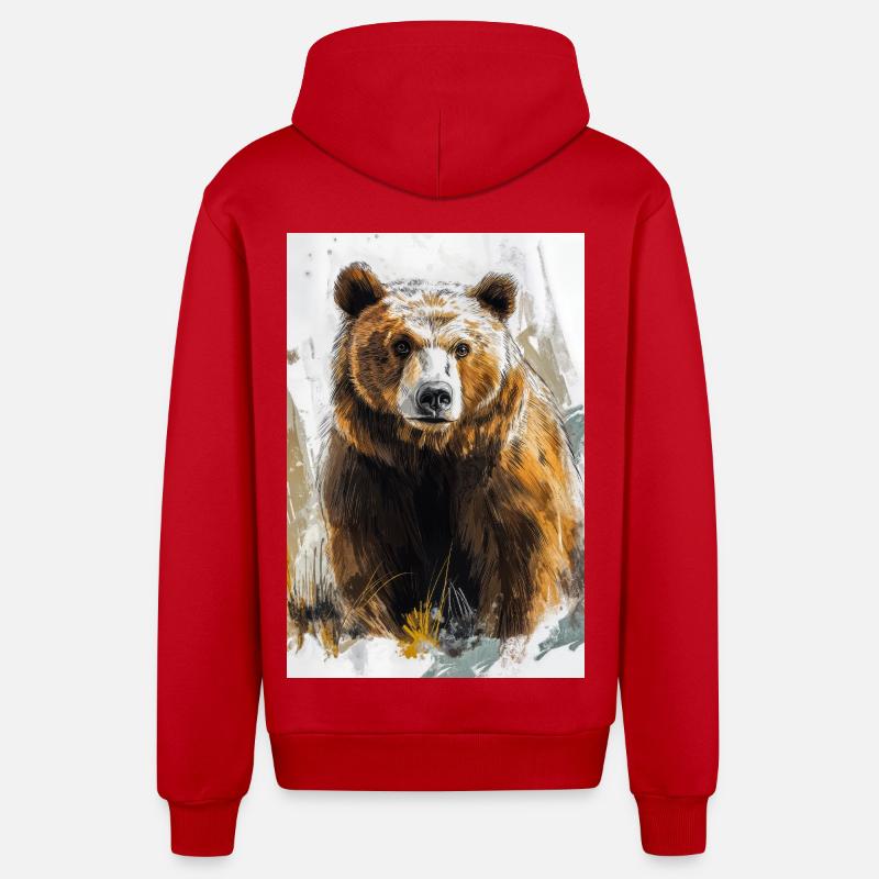 Illustration eines Bären - Organic Relaxed Kapuzenjacke Made in EU - Rot