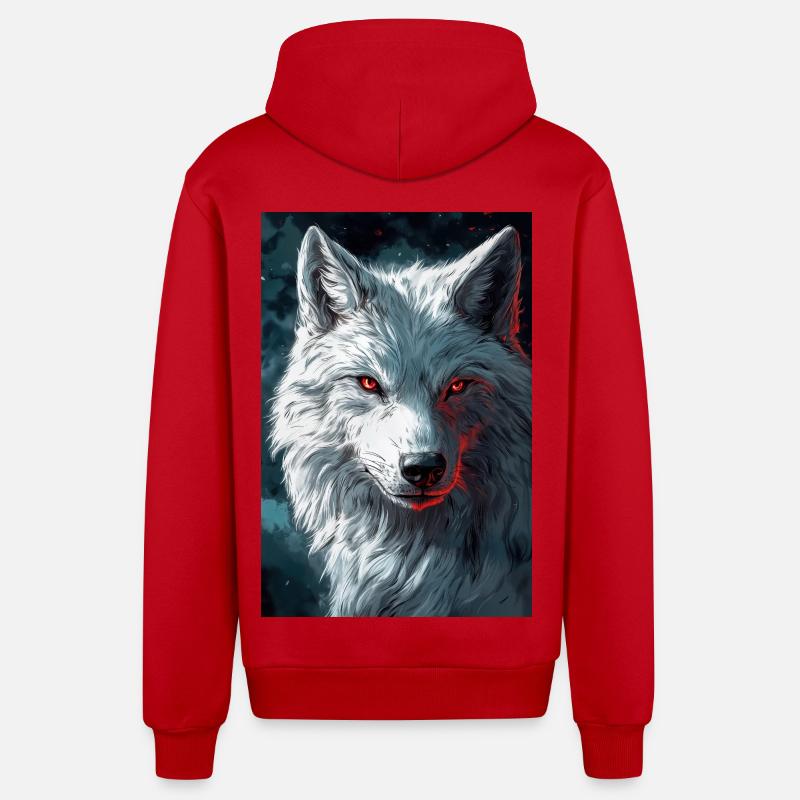 Illustration eines Wolfes - Organic Relaxed Kapuzenjacke Made in EU - Rot