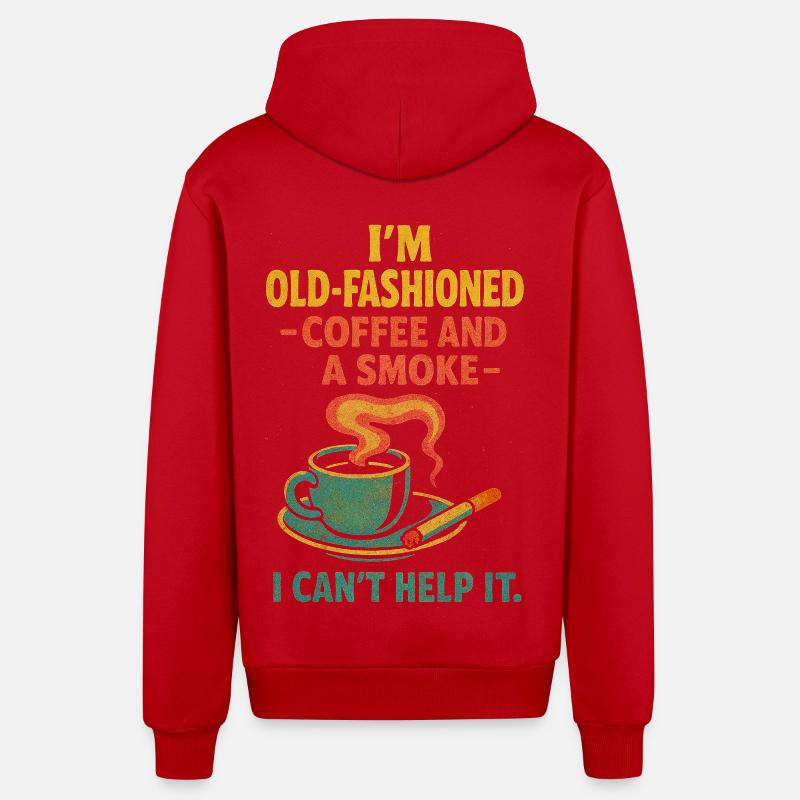 Altmodischer Kaffee und eine Zigarette - Organic Relaxed Kapuzenjacke Made in EU - Rot