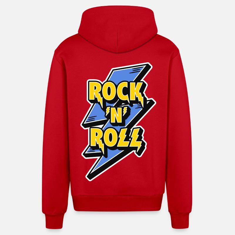 Rock 'N' Roll Lightning Bolt - Organic Relaxed Kapuzenjacke Made in EU - Rot