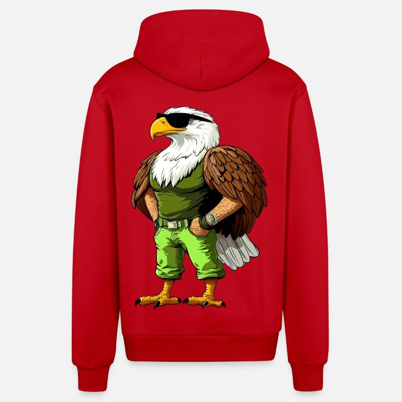 Cool Eagle - Organic Relaxed Hooded Jacket Made in EU - red