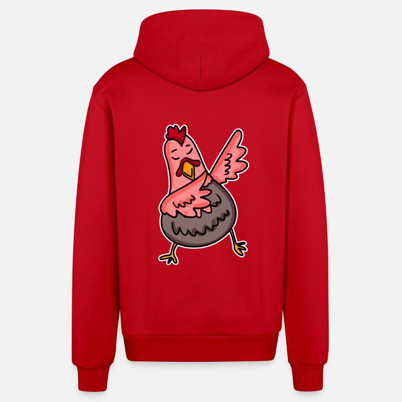 Dabbing Dab Chicken - Organic Relaxed Hooded Jacket Made in EU - red