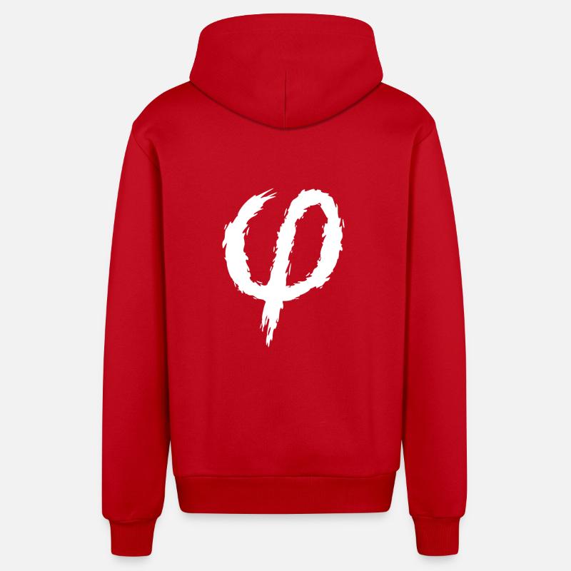 Phi sign icon brush - Organic Relaxed Hooded Jacket Made in EU - red