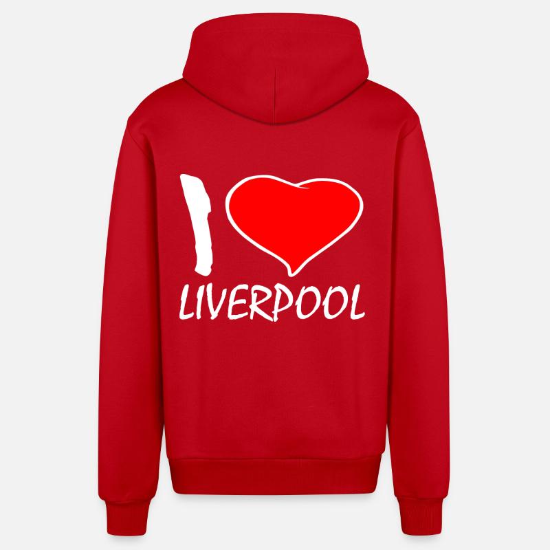 I LOVE LIVERPOOL - Veste à capuche bio décontractée fabriquée en UE - rouge