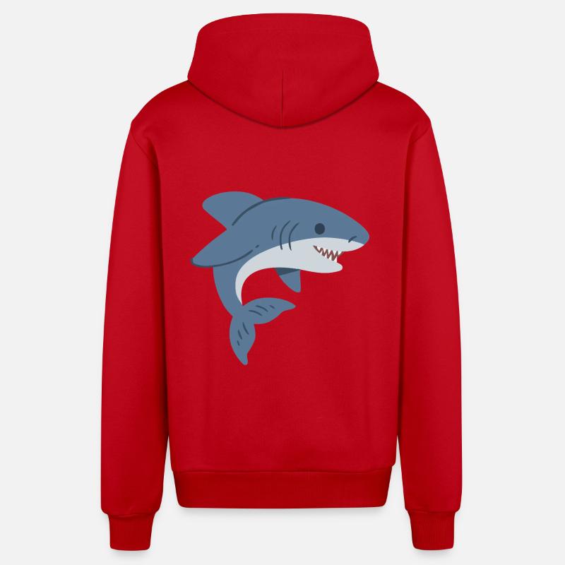 requin mignon - Veste à capuche bio décontractée fabriquée en UE - rouge