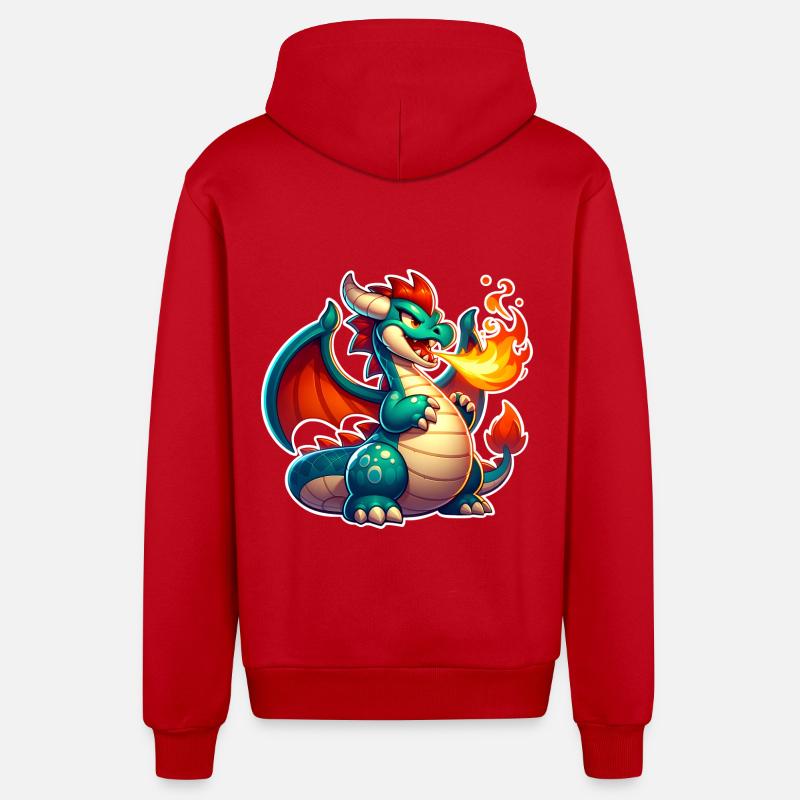 Dragon - Veste à capuche bio décontractée fabriquée en UE - rouge