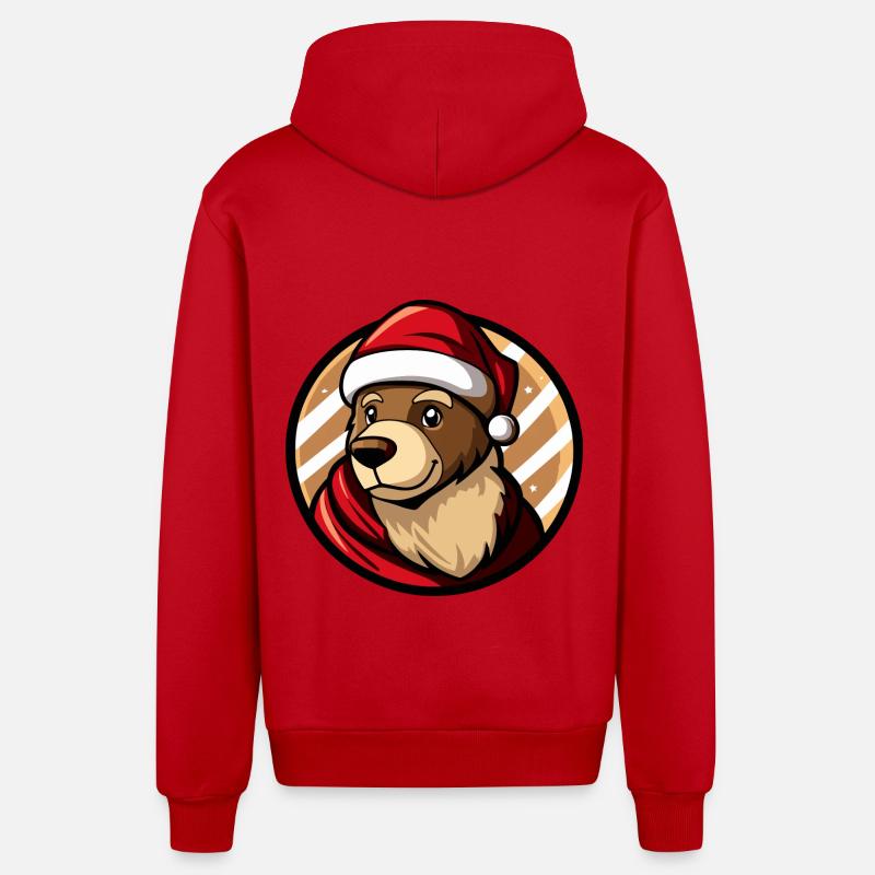 Noël de l’ours Noël - Veste à capuche bio décontractée fabriquée en UE - rouge