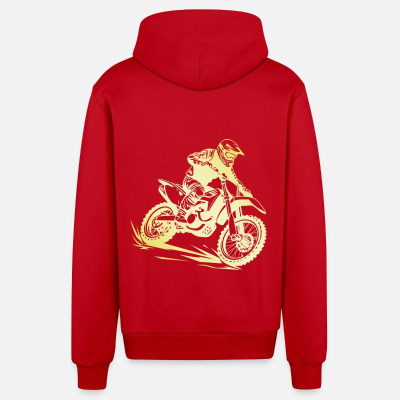 Motocross Or - Veste à capuche bio décontractée fabriquée en UE - rouge
