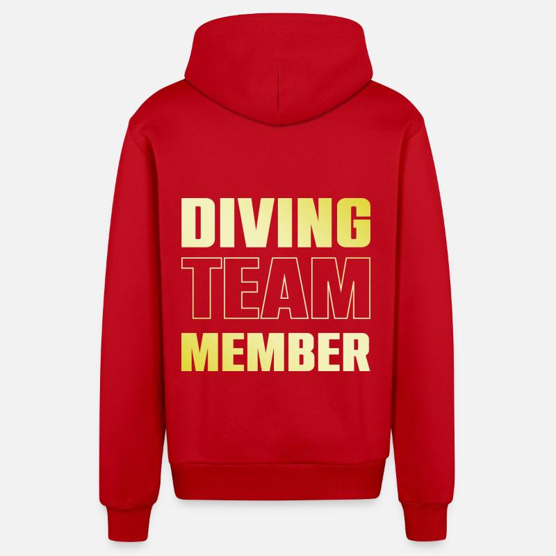 Équipe de plongée - Veste à capuche bio décontractée fabriquée en UE - rouge