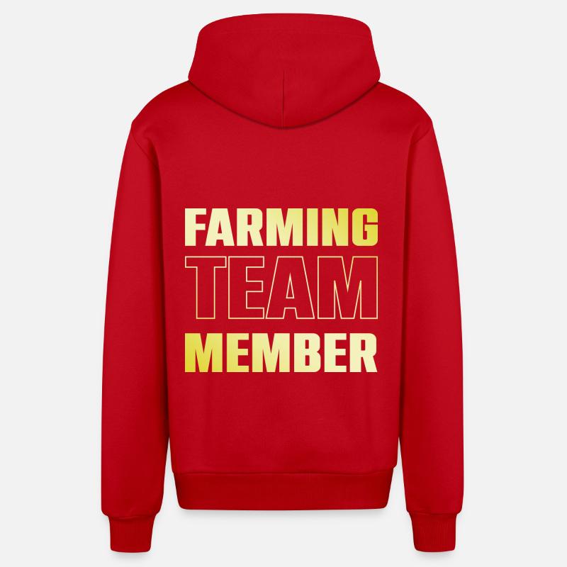 Équipe agricole - Veste à capuche bio décontractée fabriquée en UE - rouge