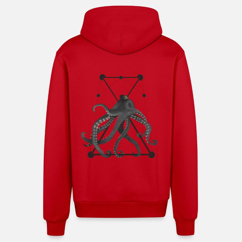 POULPE/OCTOPUS - Veste à capuche bio décontractée fabriquée en UE - rouge