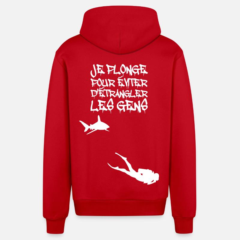 Je plonge pour éviter d'étrangler - Veste à capuche bio décontractée fabriquée en UE - rouge