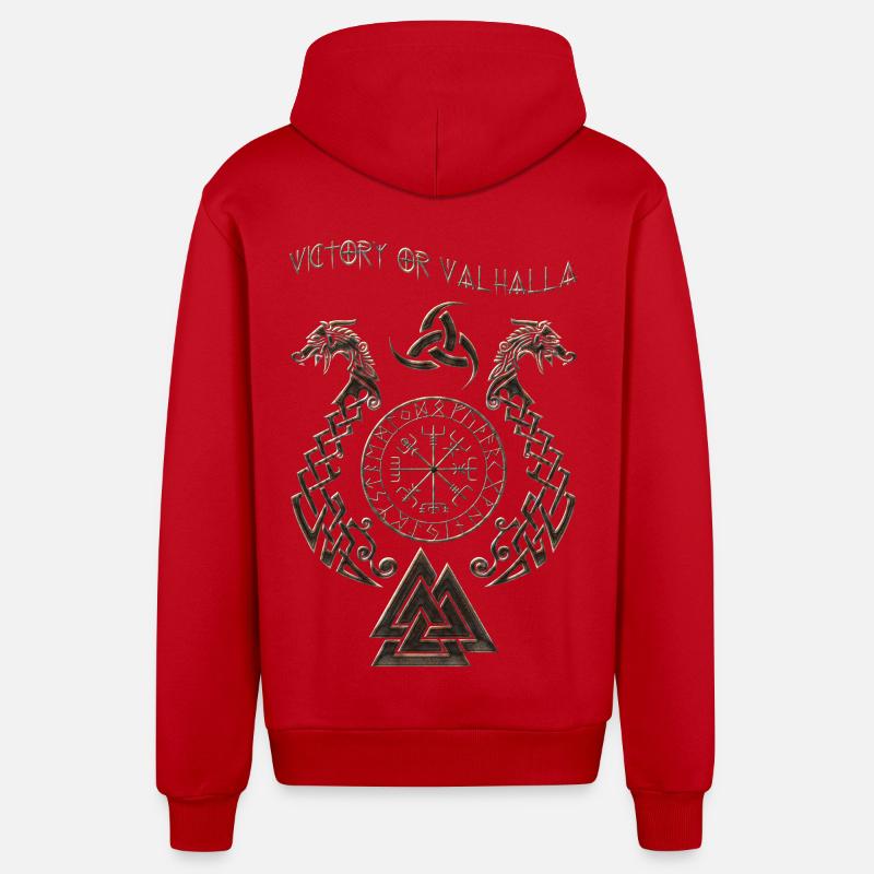 Symbole viking - Veste à capuche bio décontractée fabriquée en UE - rouge