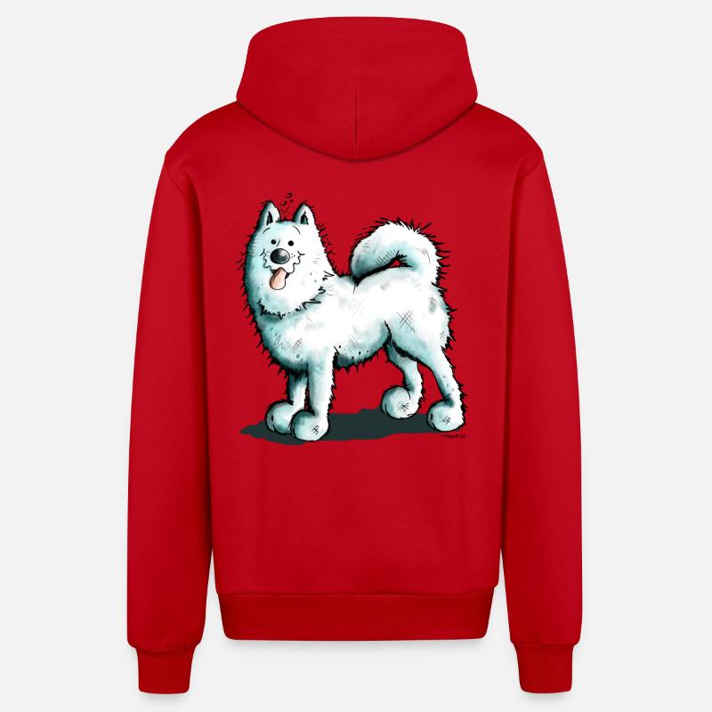 Sammy Samoyed - Samoyède - Veste à capuche bio décontractée fabriquée en UE - rouge