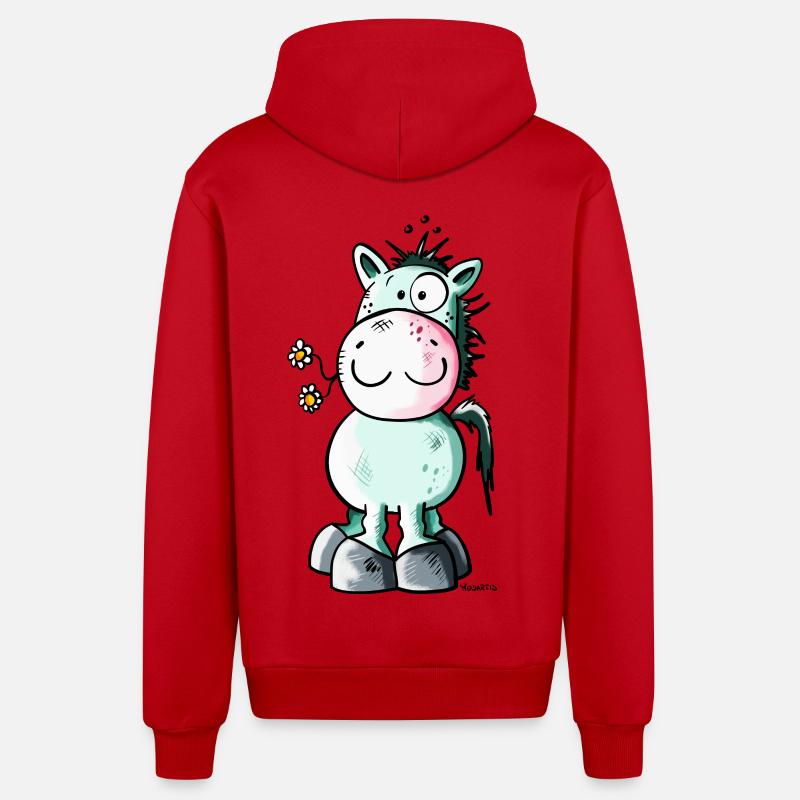 Mignon Cheval - Veste à capuche bio décontractée fabriquée en UE - rouge