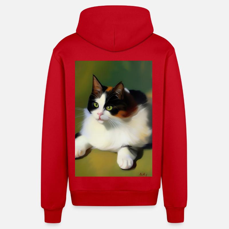 Image du chat - Veste à capuche bio décontractée fabriquée en UE - rouge