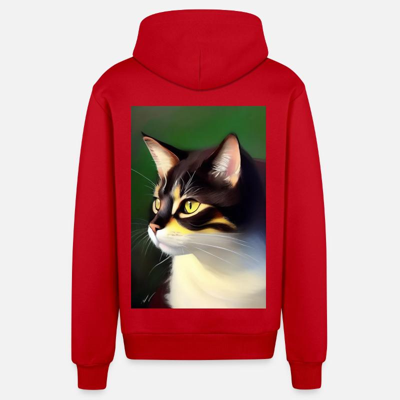 Image du chat - Veste à capuche bio décontractée fabriquée en UE - rouge