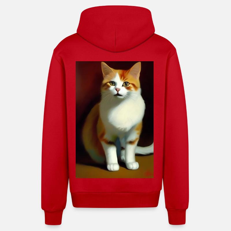 Image du chat - Veste à capuche bio décontractée fabriquée en UE - rouge