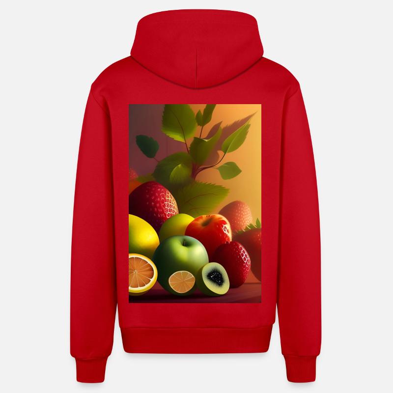 Fruit - Veste à capuche bio décontractée fabriquée en UE - rouge