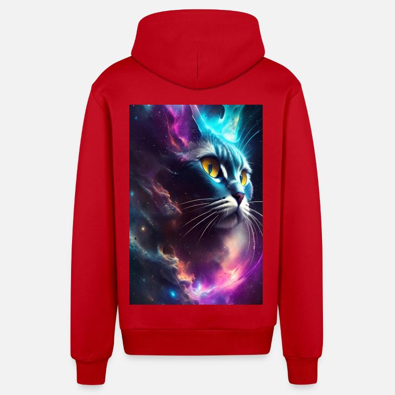 Chat dans l’espace - Veste à capuche bio décontractée fabriquée en UE - rouge