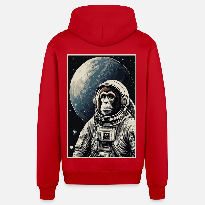 Singe astronaute - Veste à capuche bio décontractée fabriquée en UE - rouge