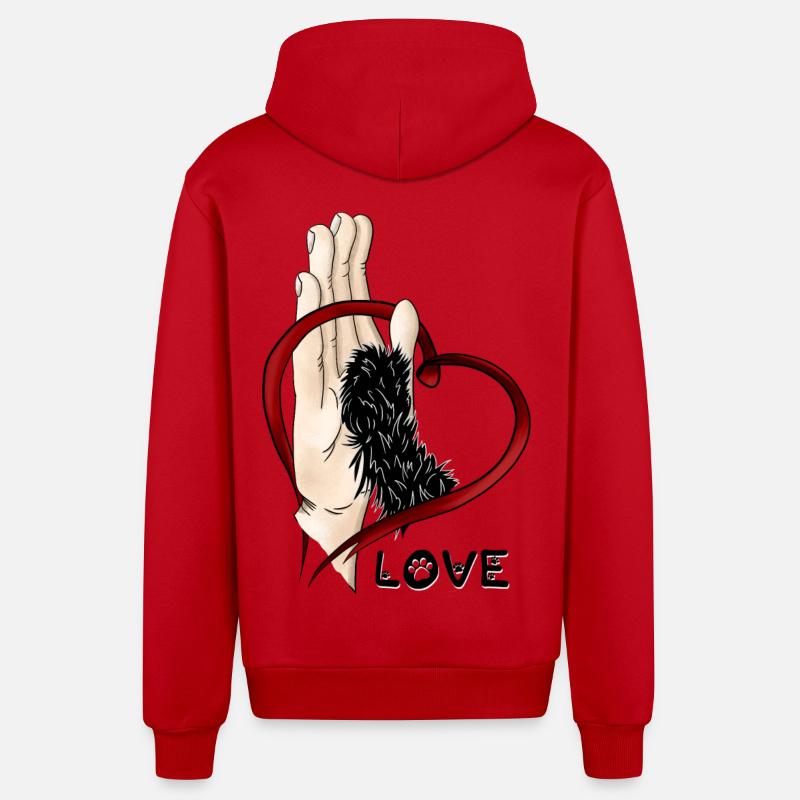 Amour de la patte - Patte noire - Veste à capuche bio décontractée fabriquée en UE - rouge