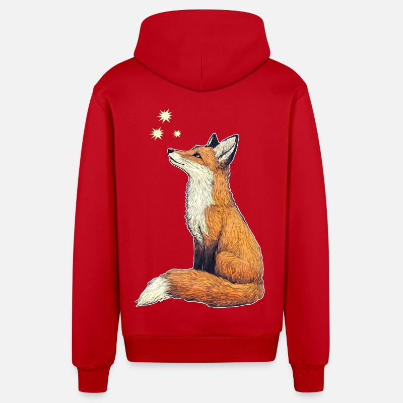 Fuchs mit Sternen - Organic Relaxed Kapuzenjacke Made in EU - Rot