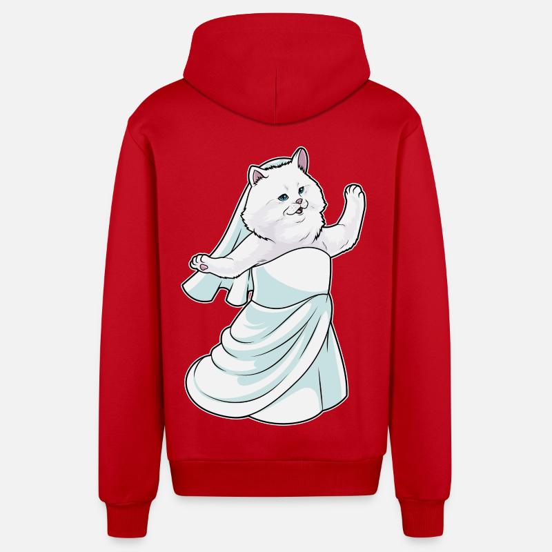 Chat persan robe de mariée - Veste à capuche bio décontractée fabriquée en UE - rouge