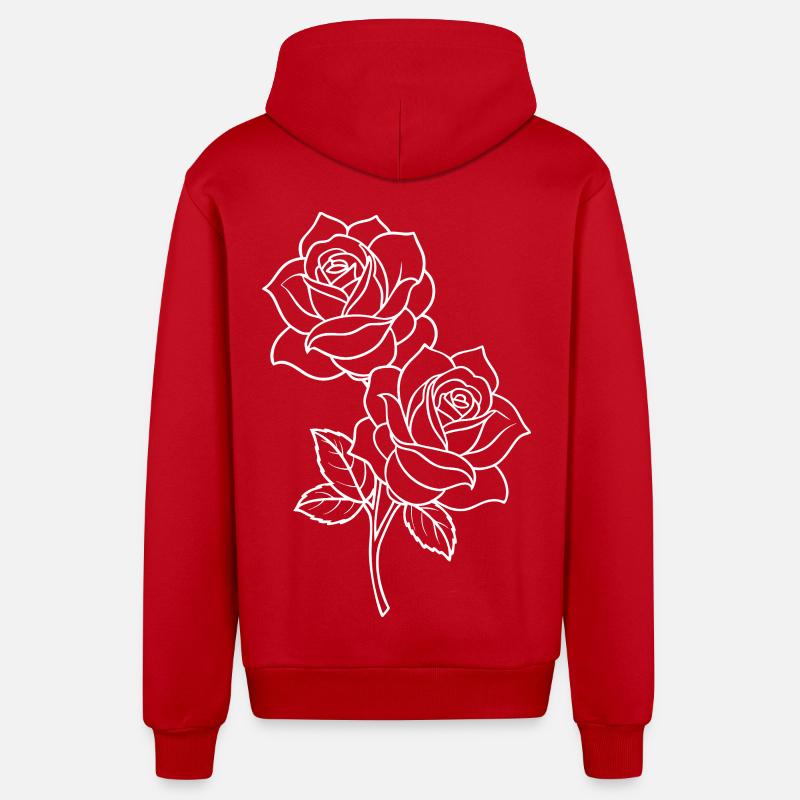 Roses - Fleurs - Fleurs - Dicton - Veste à capuche bio décontractée fabriquée en UE - rouge