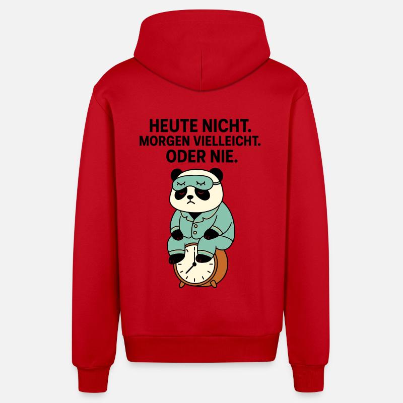 Panda im Pyjama auf Wecker - Organic Relaxed Kapuzenjacke Made in EU - Rot