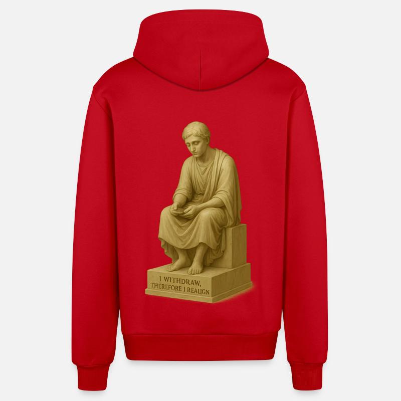 Sculpture de penseur réfléchi - Veste à capuche bio décontractée fabriquée en UE - rouge