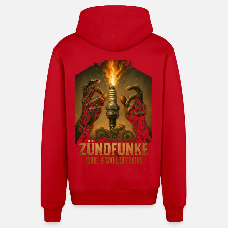 ZÜNDFUNKE – L’évolution - Veste à capuche bio décontractée fabriquée en UE - rouge