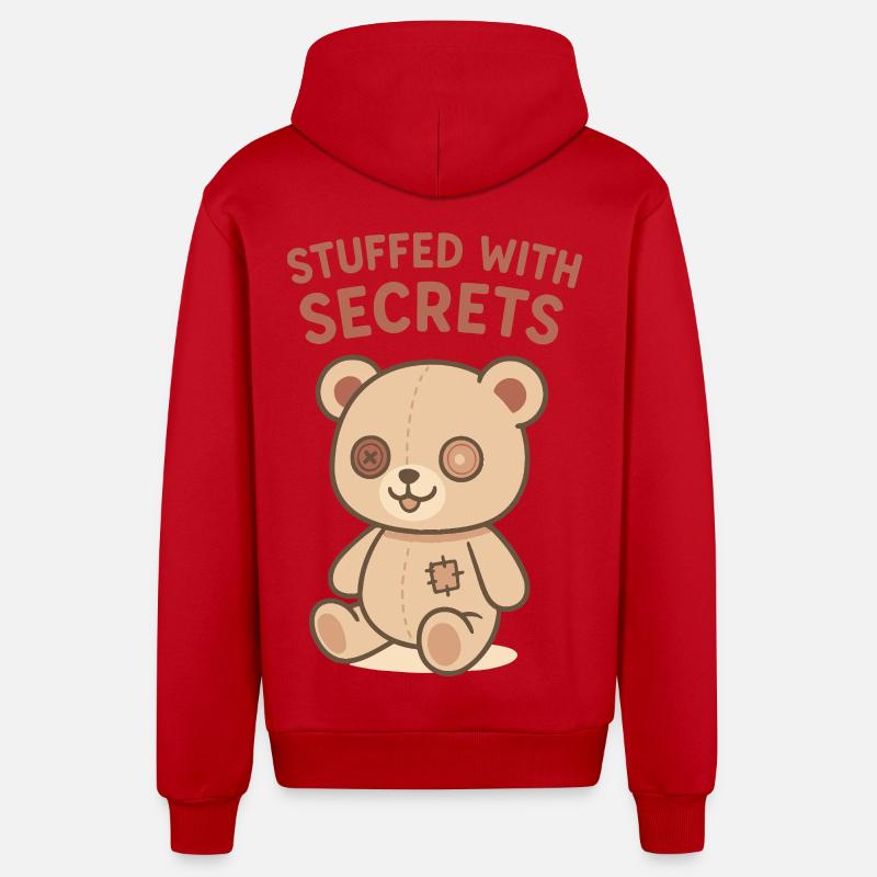 Ours bourré de secrets - Veste à capuche bio décontractée fabriquée en UE - rouge